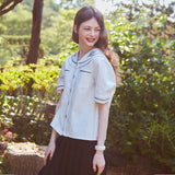 ポケットセーラー刺繍ブラウス / Pocket Sailor Embroidered Blouse (IVORY)