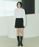 LINE PLEATED MINI SKIRT - BLACK (6689407238262)
