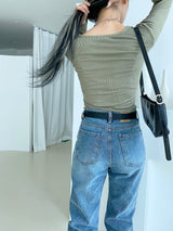 UネックリブドTシャツ / U Neck Ribbed T-shirt (4color)