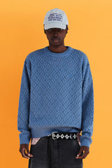MESH ARGYLE KNIT / BLUE