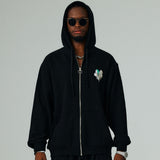 ハートプリンティングフードジップアップ/HEART PRINTING HOOD ZIP-UP-BLACK