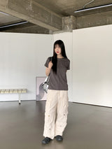 ポケットコットンロングワイドカーゴパンツ / Pruto Pocket Cotton Long Wide Cargo Pants