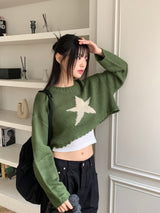 リムグリーンスタークロップニット