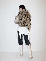 Leopard Crop Fur Jacket (BEIGE)