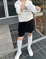 クロップドットフードジップアップ / Crop dot hood zip-up