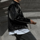 ASCLO Stitch Glossy Biker Jacket (3color)