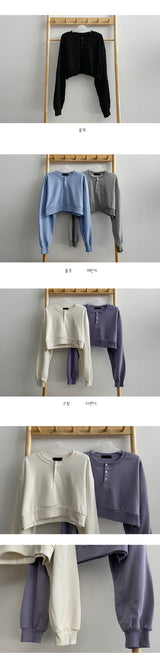 セイボタンラウンドクロップドスウェットシャツ / Say Button Round Cropped Sweatshirt