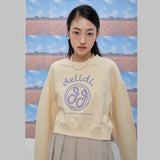 Cheerful logo short sweat shirt (light yellow) (6684429156470)