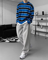 ウォパラウンドネックストライプモヘアニットウェア / EV WOPA Round Neck Striped Mohair Knitwear (3 colors)