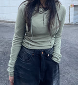 ボタンスリットスリムフーディー / Button Slit Slim Hoodie
