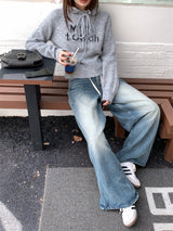 First Angora Letterang Hooded Knit