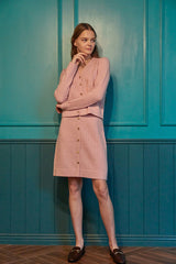 100% wool baby cable v neck cardigan&skirt_blush pink (6655906349174)