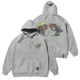 CARTOON OVERSIZED HEAVY SWEAT HOODIE GREY / BLACK (4626268323958)