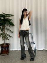 ジャケットレースパンチングy2kピンタックオフショルダースリーブレスブラウス / Jacket lace punching y2k pintuck off shoulder sleeveless blouse