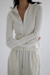 ベルベットリブジップアップ/Velvet Ribbed Zip Up [ Ivory ]