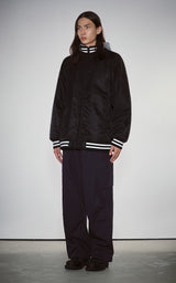 BOLD LOGO LONG VARSITY JACKET_BLACK