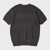 ブロックストライプ ハーフスリーブニット/BLOCK STRIPE HALF SLEEVE KNIT (CHARCOAL)