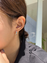 [92.5silver] bulky drop one-touch earrings (gold)