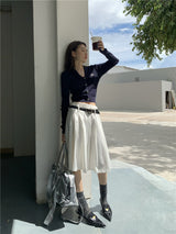 オーロラセーラートップ/Aurora Navy Collar Top