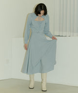 HIGH WAIST FLARE MAXI SKIRT - NILE BLUE (6689409171574)