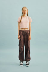 スモールチェリークロップ丈のTシャツ／SMALL CHERRY CROP T-SHIRT [SALMON PINK]