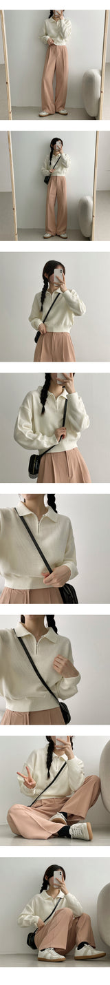 ショリンハーフジップアップクロップドカラーニットウェア / Shorin Half Zip-Up Cropped Collar Knitwear