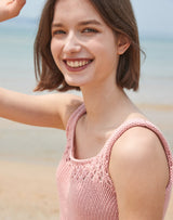 フィッシュネット スクエアネック ニット タンクトップ / FISHNET SQUARE NECK KNIT TANK TOP PINK