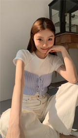 レイヤードニットチューブトップ / layered knit tube top