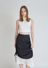 SHIRRING LAYERD LONG SKIRT (6679780753526)