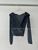 May Velvet Hooded Wrap T-shirt