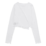 WHITE DIAGONAL LONG T-SHIRT