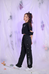 インサイションショートスリーブクロップTシャツ/TOP(9327) Incision Short Sleeve Crop Tee