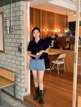 Dry Touch Collar Short Sleeve Knit Cardigan (4color)
