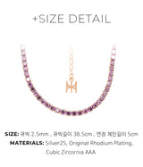 ピンクミニテニスネックレス/[S925] Pink Mini Tennis Necklace (rosegold)