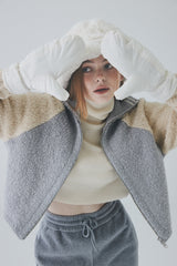 ボウクル2WAYジップアップニット / Boucle 2way Zip-up Knit [Grey]