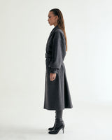 UNISEX BELTED WOOL DOUBLE COAT W - SHARKSKIN DARK GRAY (6636059689078)