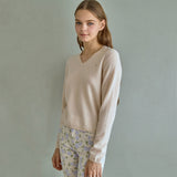 100%cashmere v neck basic top_buttermilk (6653672456310)