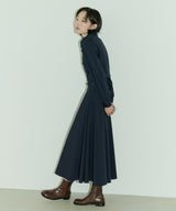 HIGH WAIST FLARE MAXI SKIRT - NAVY (6689408450678)