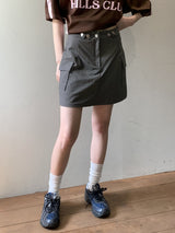 ナインビジョーポケットカーゴナイロンミニスカート/Naing Bijo Pocket Cargo Nylon Mini Skirt