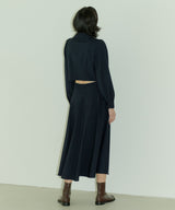 HIGH WAIST FLARE MAXI SKIRT - NAVY (6689408450678)