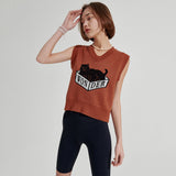 Box Cat Knit vest [Brown] (6679676223606)