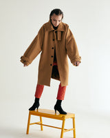 UNISEX WOOL RAGLAN HIDDEN COAT W - TWILL CAMEL (6636060835958)