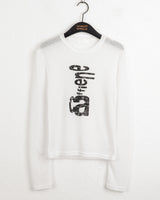 フェインレターリングシースルーリネンロングスリーブTシャツ
