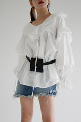 モノラッフルブラウス / Mono ruffle blouse (2color)