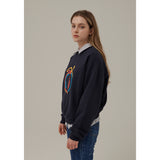 ピーチエンボスドプリントスウェットシャツ / PEACH EMBOSSED PRINT SWEATSHIRT_NAVY
