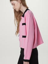 Color block knit cardigan - Pink (6671635710070)