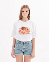 エンジェルプリントワイド半袖Tシャツ ホワイト / angel print wide short sleeve t-shirt white (4470395109494)