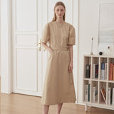 [LINE] D Ring Button Wrap Dress (6696311914614)
