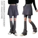 Jeans Strap Ribbon Skirt Leggings Skirt Pants