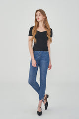 スパンデックススリットヘムスキニージーンズ/SPANDEX SLIT HEM SKINNY JEAN [6878]